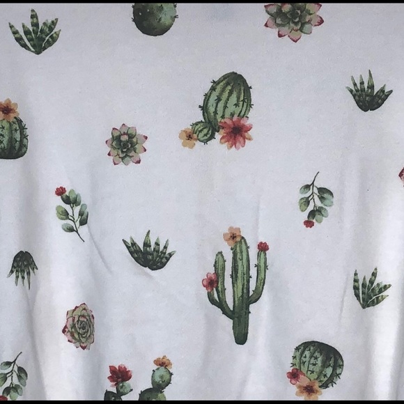 Forever 21 Cropped Sweatshirt Cactus Print Size M - Picture 3 of 7
